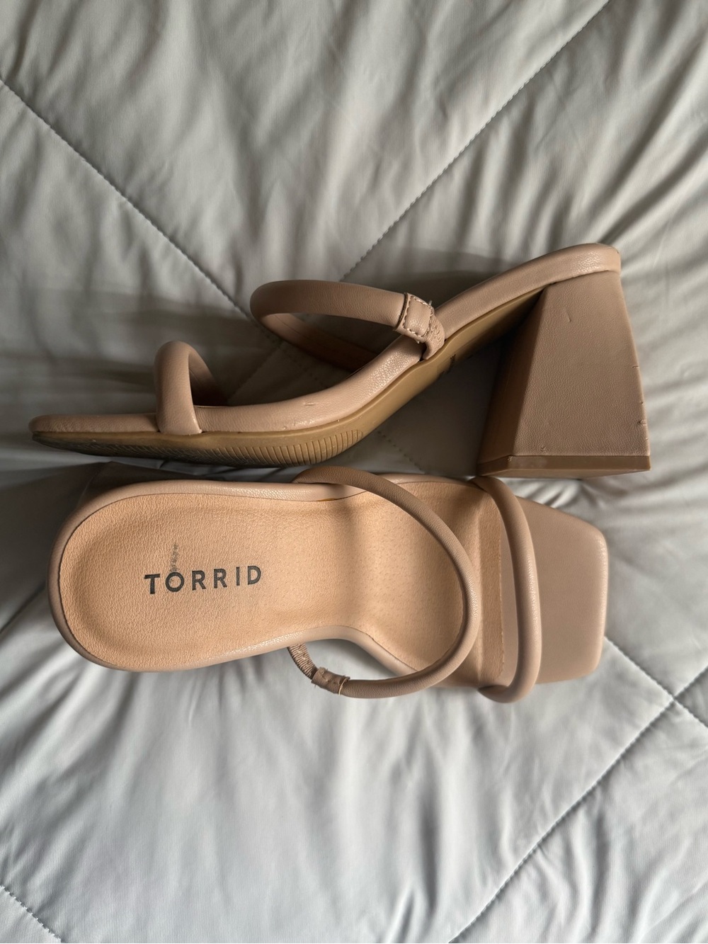 torrid Beige Nude Square-Toe Block Heel Sandals